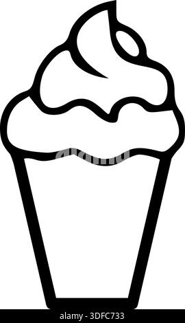 Cupcake Outline Icon - Sweet Dessert and Bakery Pastry Symbol Stock Vector