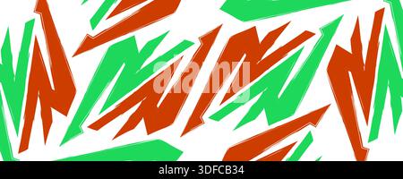 Abstract Background with Sharp Brush Stroke Elements in Green and Brown, Isolated on White Background. Energetic Modern Background Stock Vector