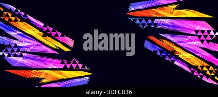 Dynamic Geometric Background with Colorful Shards and Energy Streaks Creating the Concept of Power and Speed. Modern and Colorful Sport Banner Stock Vector