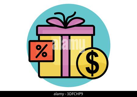 Bonus icon. colored outline icon style. benefit elements vector illustration Stock Vector