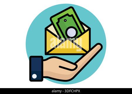 Salary icon. colored outline icon style. icon related to benefit. business elements vector illustration Stock Vector