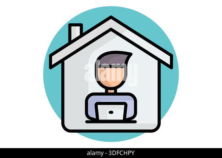Remote work icon. colored outline icon style. icon related to benefit. business elements vector illustration Stock Vector