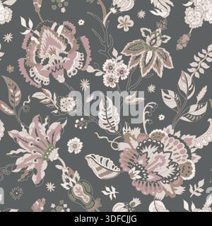 Vintage Boho Floral Damask Pattern Stock Vector