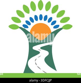 Leaf road logo design with gradient Stock Vector