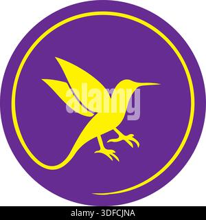 Logo hummingbird bird fluttering in the sky minimalism print Stock Vector