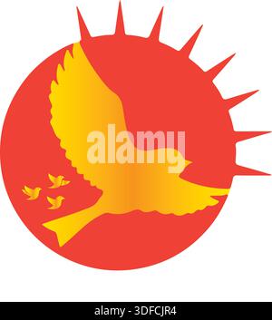 Logo of Crow in Golden Color Stock Vector