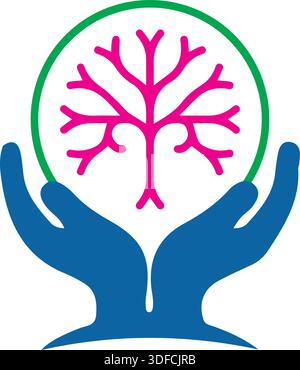 Tech tree logo design template vector hand tech logo Stock Vector