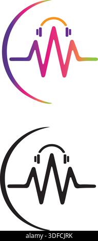 sound wave illustration logo vector icon template Stock Vector