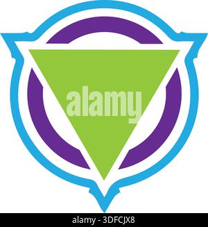 Vector logo design with letters TV combined on an upside down triangle isolated on a square background Stock Vector