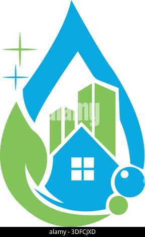 Natural home cleaning logo design Stock Vector