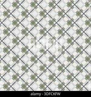 Olive Cream Diagonal Check Plaid Pattern Stock Vector