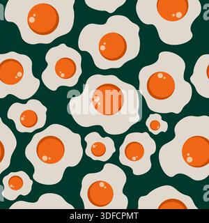 seamless fried egg pattern design vector Stock Vector