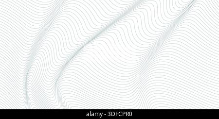Abstract background with wavy thin lines. Optical illusion for simple geometric backdrop Stock Vector