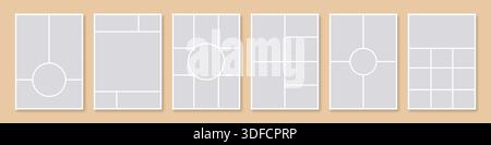 Mood board set. Mosaic photo collage grid collection. Stock Vector