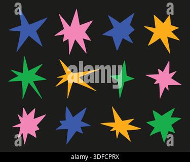 Hand drawn shapes set. Doodle colorful star Stock Vector