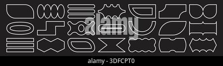 White frames with geometric basic brutal forms and figures. Stock Vector