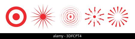 Pain point icon collection. Red mark painful target symbol Stock Vector