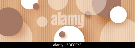 Modern geometric background with circles and lines. Abstract mocha mousse color vector banner Stock Vector