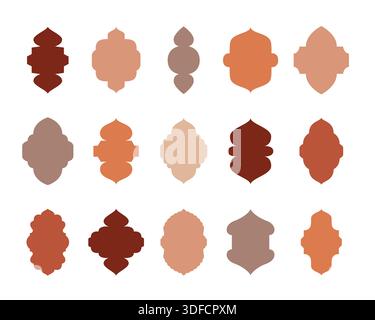 Islamic vector shape collection. Arabic door and window trendy color Stock Vector