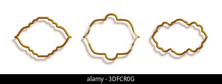 Realistic arabic golden arch set. 3D islam architecture shape Stock Vector