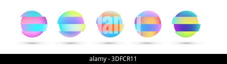 Vector colorful deformed gradient circles. Abstract round frame set Stock Vector