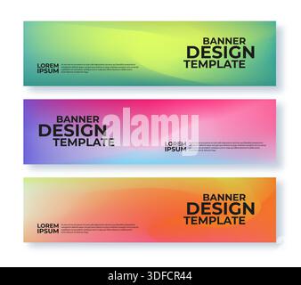 Abstract banner design template set. Horizontal header minimalistic style Stock Vector