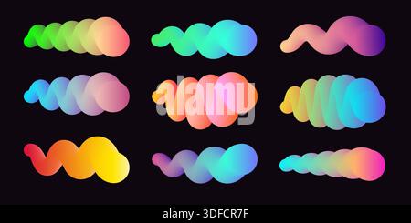 3d abstract wavy line collection. Blend gradient vector Stock Vector