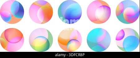 Trendy set of round background with vivid gradient shapes Stock Vector