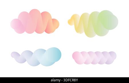 Pastel color blend line art. Beautiful smooth light gradient shapes Stock Vector