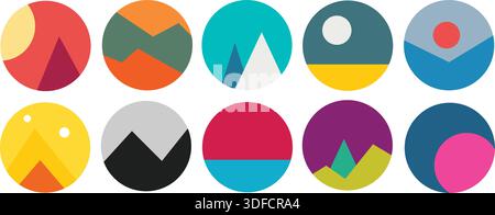 Modern art collection of geometric minimal landscape Stock Vector