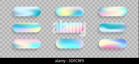 Trendy holographic buttons for web design Stock Vector
