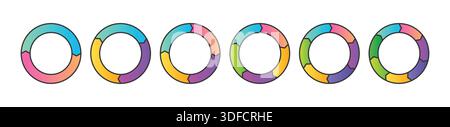 Trendy color pie chart set. Colorful diagram collection Stock Vector