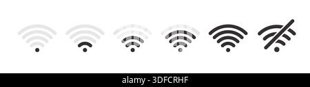 Wi-Fi icon set. Wireless and wifi signal Stock Vector