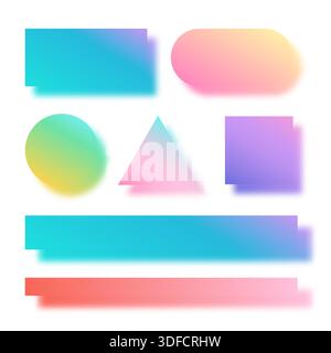 Gradient geometric shapes with colorful shadow. Stock Vector