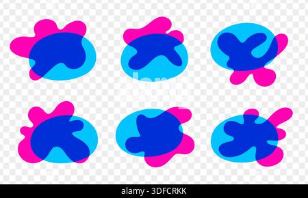 Set of modern banner with multiply effect. Pink and blue fluid organic shapes Stock Vector