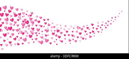 Flying pink hearts scatter. Love heart vector background Stock Vector