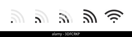 Wi-Fi icon set. Wireless and wifi signal Stock Vector
