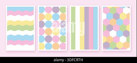 Pastel color geometric cover set. Stock Vector