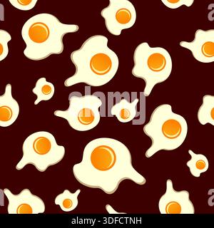 Simple seamless pattern with cute fried eggs Stock Vector