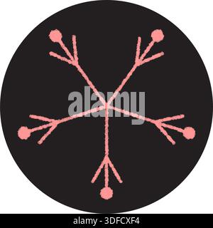 Pink Crayon Snowflake Sticker On Lid Stock Vector
