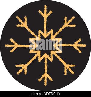 Chalk Snowflake Ornament Circle Label Stock Vector