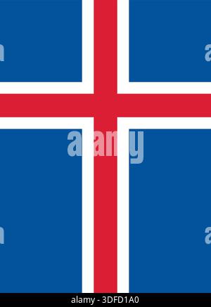 Iceland vertical flag in official colors, dimensions and aspect ratio. Vector flag symbolizing national pride, identity, heritage, patriotism and authority Stock Vector