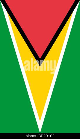 Guyana vertical flag in official colors, dimensions and aspect ratio. Vector flag symbolizing national pride, identity, heritage, patriotism and authority Stock Vector