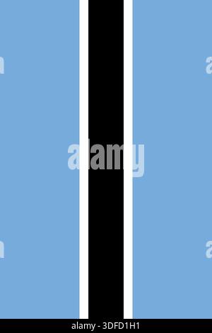 Botswana vertical flag in official colors, dimensions and aspect ratio. Vector flag symbolizing national pride, identity, heritage, patriotism and authority Stock Vector