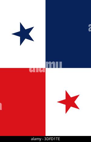 Panama vertical flag in official colors, dimensions and aspect ratio. Vector flag symbolizing national pride, identity, heritage, patriotism and authority Stock Vector