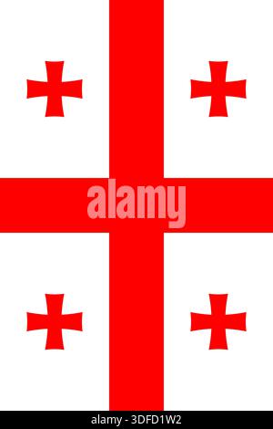 Georgia vertical flag in official colors, dimensions and aspect ratio. Vector flag symbolizing national pride, identity, heritage, patriotism and authority Stock Vector