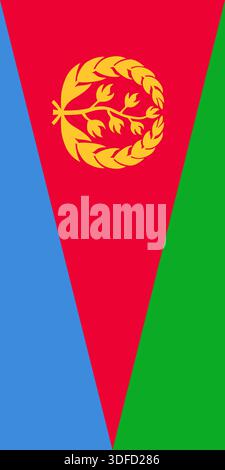 Eritrea vertical flag in official colors, dimensions and aspect ratio. Vector flag symbolizing national pride, identity, heritage, patriotism and authority Stock Vector