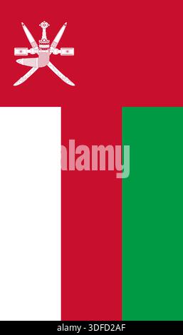 Oman vertical flag in official colors, dimensions and aspect ratio. Vector flag symbolizing national pride, identity, heritage, patriotism and authority Stock Vector