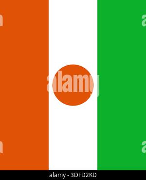 Niger vertical flag in official colors, dimensions and aspect ratio. Vector flag symbolizing national pride, identity, heritage, patriotism and authority Stock Vector