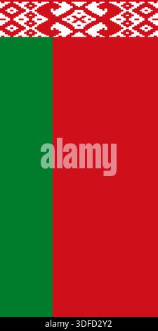 Belarus vertical flag in official colors, dimensions and aspect ratio. Vector flag symbolizing national pride, identity, heritage, patriotism and authority Stock Vector